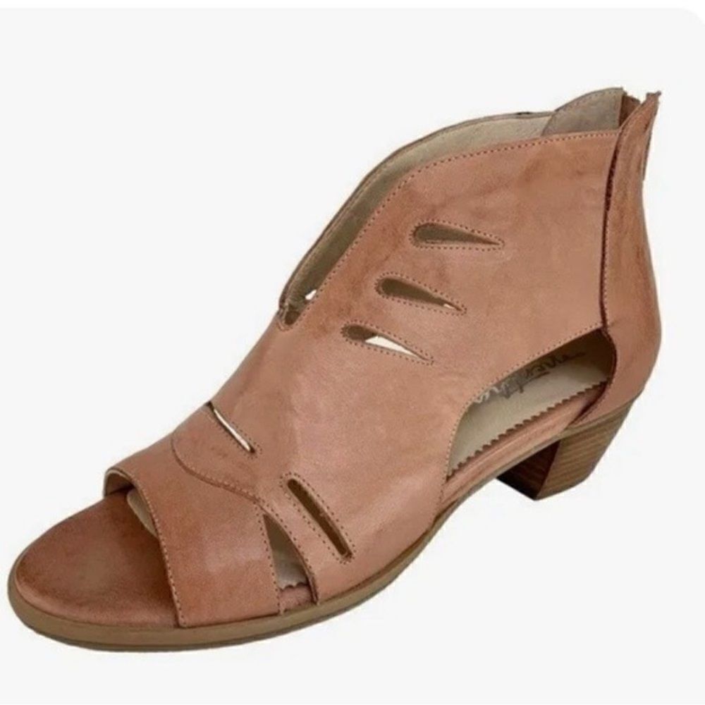 Mentha Margarita Cut Out Peep Toe Sandals Ankle Booties in Old Rose 7